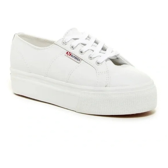 Superga 2790 Nappa Womens Flatform Trainers in White NWT size 8.5 - Picture 1 of 6